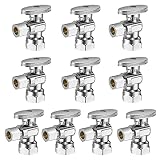 (10 Pack) sicoince Toilet Shut Off Valve Angle Stop Valve Sink Brass, Inlet 1/2 Inch Thread, Outlet