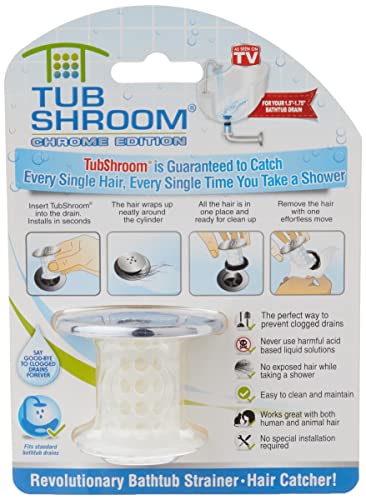 Tubshroom TSCE325 Tub Drain Hair Catcher, Chrome – For Bathroom Drains, Fits 1.5 Inch – 1.75 Inch Bathtub And Shower Drains thumb #1