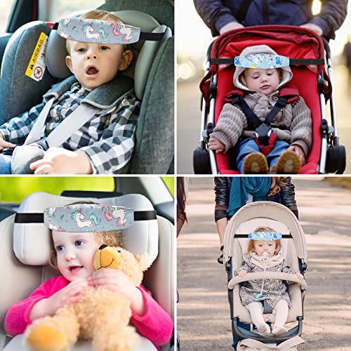 Image of Baby Carseat Head Support,Car seat Straps Pillow Support Ban,Stroller Neck Relief Strap Headrest,Slumber Sling Sleep Positioner for Toddler Infants Child Children Kids(Gray Whale）