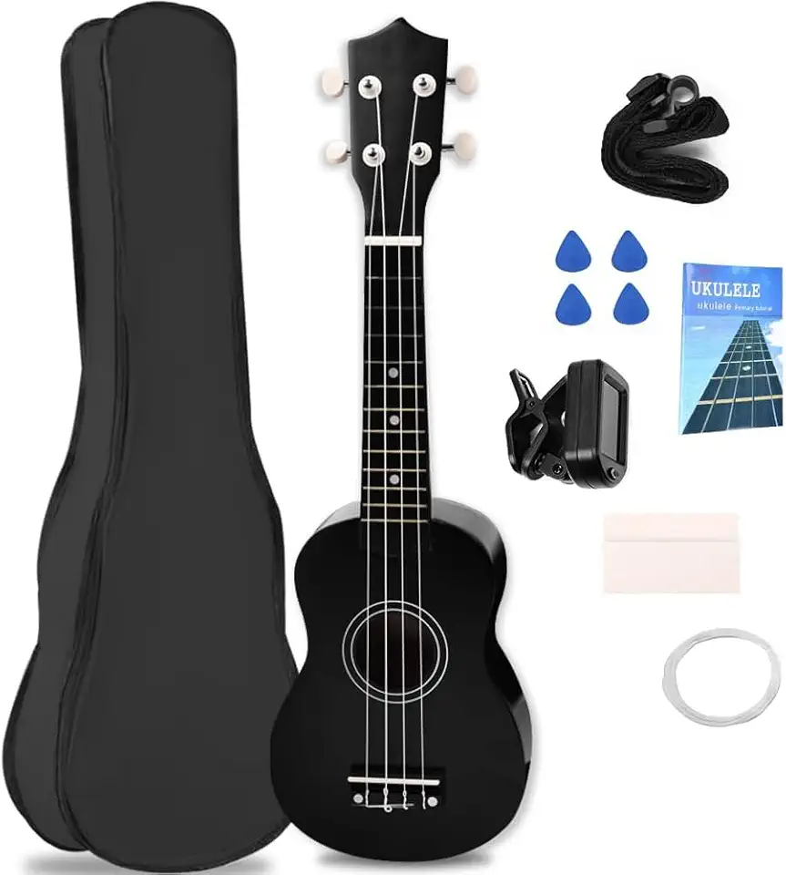 Ukulele, Ukulele 21 Polegadas, Ukulele Concert, Acústico Soprano, com acessórios e bolsa de armazenamento