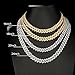 JUNVirtuous Cuban Link Chain Mens Iced Out Miami Cuban Necklace Silver/Gold Bling Diamond Hip Hop Jewelry for Women