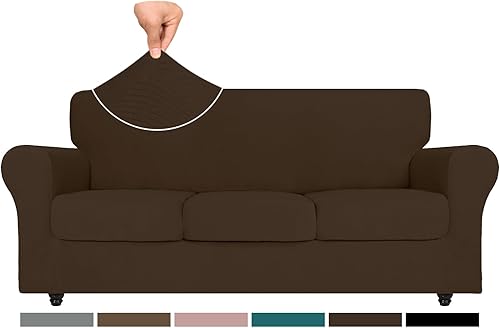 ZNSAYOTX Fundas súper elásticas para sofá de 4 piezas, fundas de sofá a rayas para sofá de 3 cojines, protector universal suave, lavable, duradero y