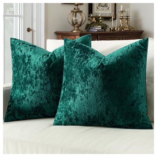 MIULEE Velvet Throw Pillow Covers Set of 2, Soft Neutral Decorative Pillow Cases with Luxurious Textured Vintage Cushion Covers for Home Decor Couch Sofa Bed,Emerald Green 24x24 inch