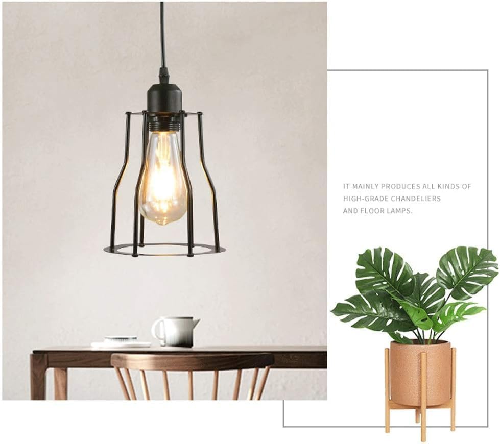 Miniatura 4 de Paquete de 2 lámparas colgantes vintage de jaula de hierro E27E26 sockets de una sola cabeza industrial colgante luz para cocina restaurante
