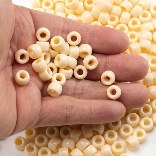 Image of Gxueshan 1000 Pcs Acrylic Pony Beads 6x9mm Pony Beads Bulk DIY for Bracelets Making Plastic Beads Hair Beads for Braids Kandi Beads
