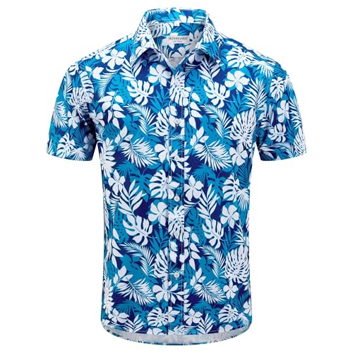 J&DHUASHA Men\'s Hawaiian Shirt Summer Beach Short Sleeve Casual Button Down Shirts Printed Aloha Tropical Holiday Dress Shirt(P017, XL)