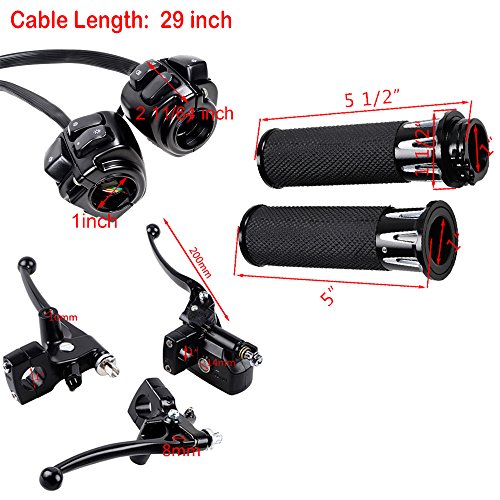 1" Handlebar Headlight Horn Turn Signal Light Switch + Left Clutch Lever + Right Hydraulic Brake Master Cylinder Compatible With 1996-2012 Harley Sportster Xl Xr Dyna V-Rod Vrsc Touring #TOP1