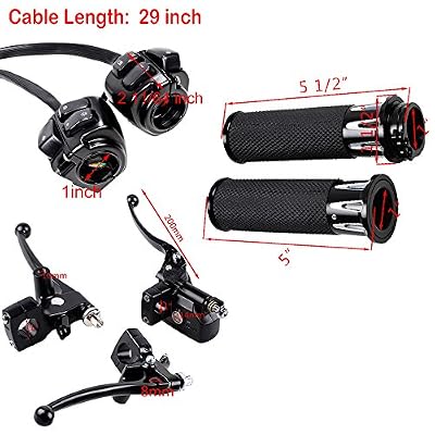 Black 1 Handlebar Switch Controls + Clutch Brake Levers + Hand Grips Compatible with 1996-2012 Harley Sportster Dyna Softail