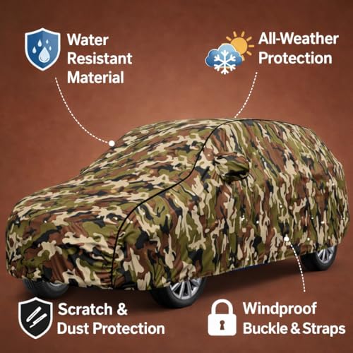 Image of Smart 100% Waterproof Car Cover for Brezza & All Models - Custom Fit with Mirror Pockets, Triple-Stitched, Soft Inner Lining, Dust, UV & Heat Resistant, Outdoor /Indoor All Waether Protection