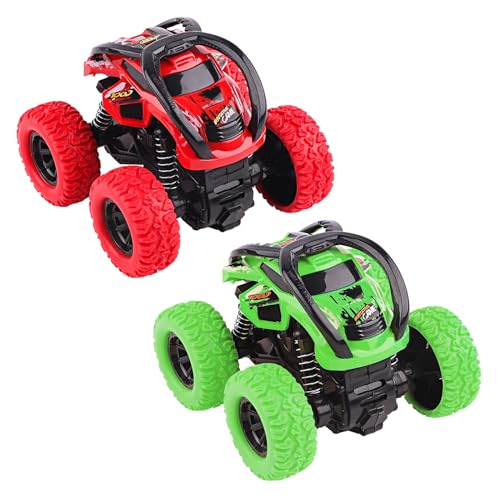 Toys Cars for 2+ Year Old Boys, 2 Pack Pull Back Cars Monster Trucks, 360 Degree Rotation Push and Go Vehicle