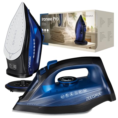 ZEEGMA IRONEE PRO Ferro da Stiro a Vapore senza Filo con Piastra in Ceramica da 2600 Watt, Base di Ricarica a 360 °, Serbatoio da 320 ml Erogazione Vapore 35 g/min Funzione Autopulizia, Anti-Calc/Drip