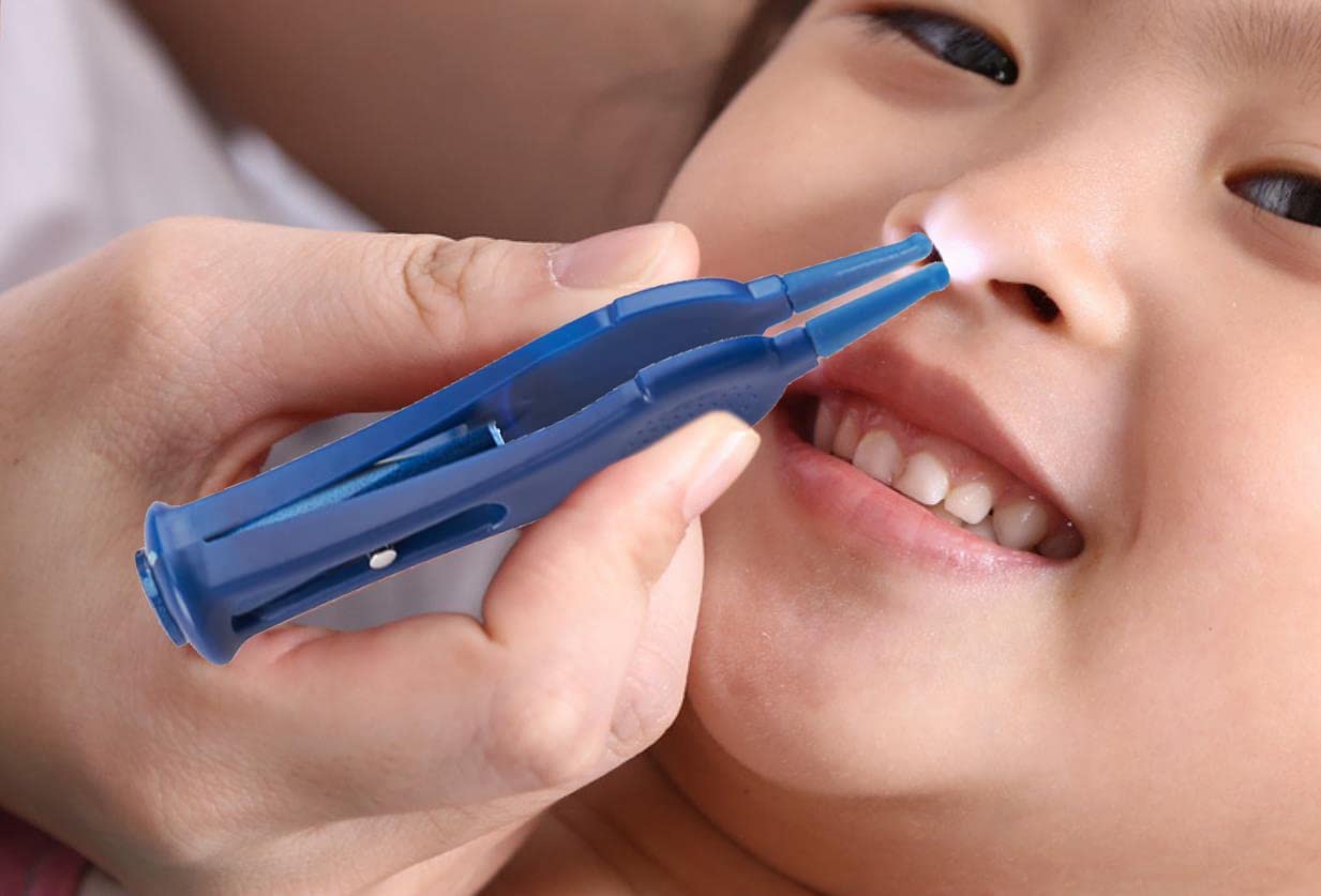 Binnan Bébé Nez Pince à épiler, Sécurité pour Bébé Brucelles, Outil de Nettoyage pour Nez de Nouveau-Né, Bleu