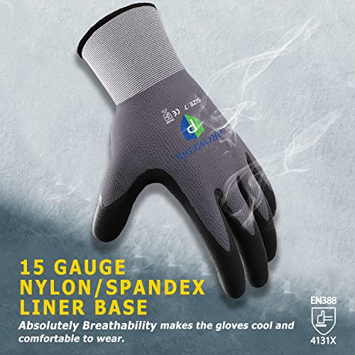 Promedix P Work Gloves 3/12/36-Pairs, En388-4131 Microfoam Nitrile Coated,Seamless Knit Nylon,Working Gloves With Grip #TOP1