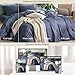 MooMee Bedding Duvet Cover Set 100% Washed Cotton Linen Like Textured Breathable Durable Soft Comfy (Heathered Blue, Queen 90