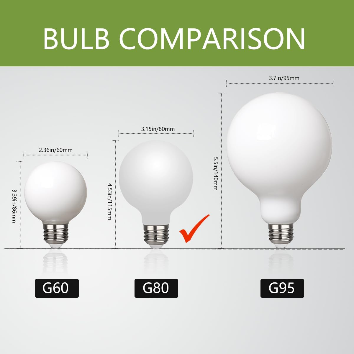 G25 LED Globe Light Bulbs, Dimmable 5W (40 Watt Equivalent) LED Round Bathroom Bulbs, Warm White 2700K, 500LM, E26 Base, CRI90+ Milky Glass Bulbs for Vanity Makeup Mirror Bedroom, 6 Pack