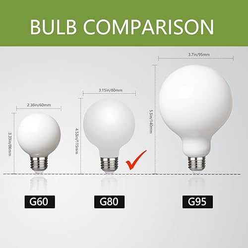 Miniatura 8 de Paquete de 6 Bombillas LED Globo G25 (G80), 5W Regulables Equivalente a 40 Vatios Bombillas LED Edison, Blanco Neutro 4000K, 500LM, Base E26,