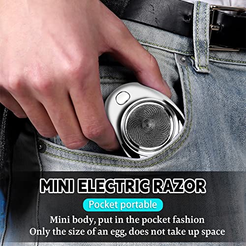 LEEWENYAN Mini Shaver Portable Electric Shaver, Pocket Electric Shaver, USB Mini Shaver Electric Razor for Men, Type C Waterproof Rechargeable Wet and Dry Mens Razor (Plata)