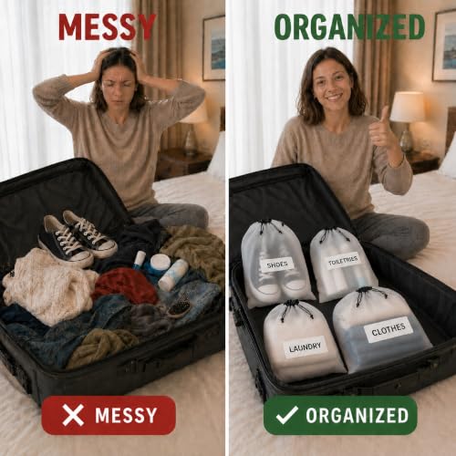 BOFOHO Reusable PEVA Drawstring Shoe Bags