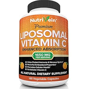 Nutrivein Liposomal Vitamin C 1650mg – 180 Capsules – High Absorption Ascorbic Acid – Supports Immune System & Collagen…