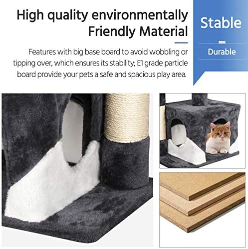 costoffs Basic Cat Tree Cat Tower with Scratching Post Small Cat Climbing House, 69cm Dark Grey/White