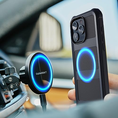 ENCASED Falcon Designed for iPhone 15 Pro Phone Case Compatible with MagSafe - Protective Shockproof Magnetic Case (Black) - Image 2