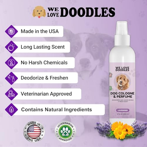 We Love Doodles Dog Cologne & Perfume, Deodorizing, Safe Ingredients, Made In USA, Long Lasting After Bath, Deodorant For Smelly Dogs, Pawfume For Pets, Odor Eliminator Spray, Lavender, 8 OZ - Thumbnail 4