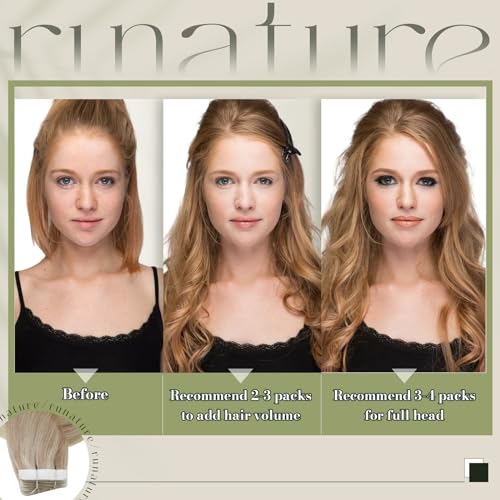 RUNATURE Tape in Hair Extensions Human Hair Ash Blonde with Bleached Blonde Invisible Tape Hair Extensions Real Human Hair 24 Inch for Women Remy Straight Hair 20 Pcs/50g #P18/60 - Image 2