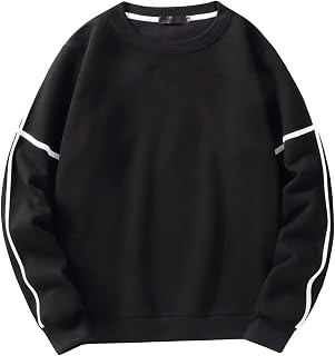 OULIWANGLUO Men's Fashion Stitching Cashmere Pullover Fleece Crewneck Sweatshirt Basic Cotton Soft Fall Winter Sweatshirts