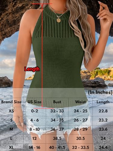 Image of ChiaoLezhee Women's Summer Knit Tank Tops, Racerback High Neck Lightweight Sweater Vest, Dressy Casual Outfits