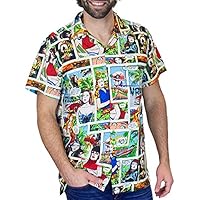 King Kameha Funky Camisa Hawaiana, Comic, Multicolor, M