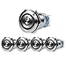 Larcele 19mm Momentary Push Button Switch with Led Light,Waterproof DIY On Off Switch,12V,Power Symbol and Ring,5 Pieces JSANKG-12 (Light Green)