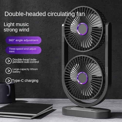 Ventilateur de table double tête puissant pour le bureau