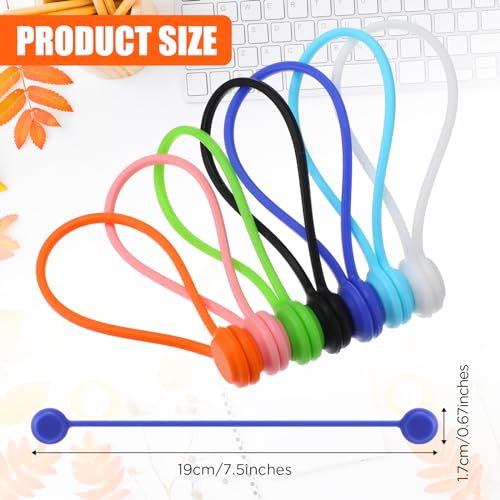 Baderke 20 Pcs Reusable Silicone Magnetic Cable Ties with Magnet Cable Organizer Fridge Magnets Cord Holder Magnetic Twist Ties for Home Office Cord Wrap(7.5