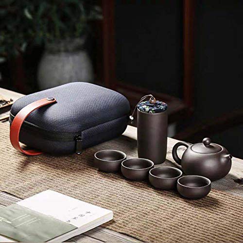 Rarityus Ceramic Chinese Kungfu Tea Set Handmade Zisha Teapot Set With Teacup, Tea Tray, Tea Canister, Portable Travel Bag For Outdoor Office Picnic Camping #TOP4