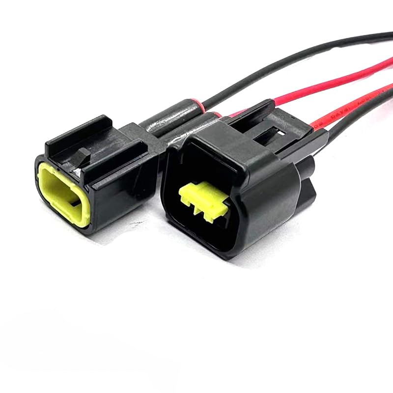 2 Pin Car Engine High Voltage Package Connector Ignition Coil Wire Harness Waterproof Plug for d Focus FW-C-2F-B FW-C-2M-B - (Color: Gold, Package: 20 Sets)