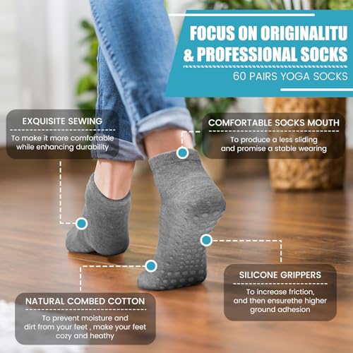 Image of Liitrsh 60 or 150 Pairs Pilates Grip Socks Bulk Unisex Non Slip Yoga Grippy Socks Woman for Adults Yoga Pilates Hospital