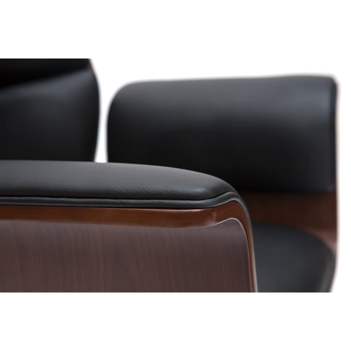 Miliboo Fauteuil de Bureau Design Noir et Bois foncé Elon