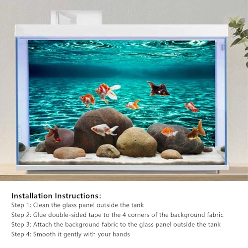 Image of YongFoto Fish Tank Background 30x18 inch Turquoise Clear Water Ripple Lakebed Undersea Ocean Floor Underwater Seabed Polyester Backdrop Reptile Habitat Terrarium Aquarium Background