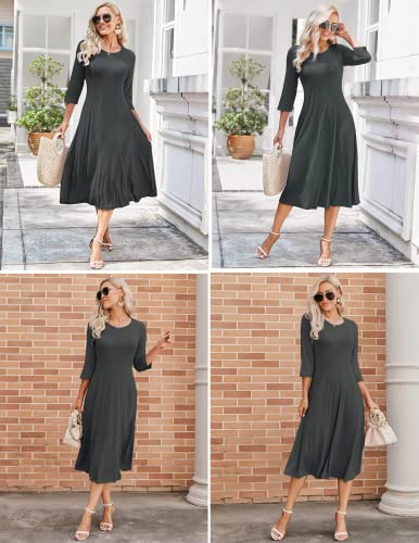 Image of HOTOUCH Women's 3 /4 Sleeve A-line and Flare Midi Long Dress