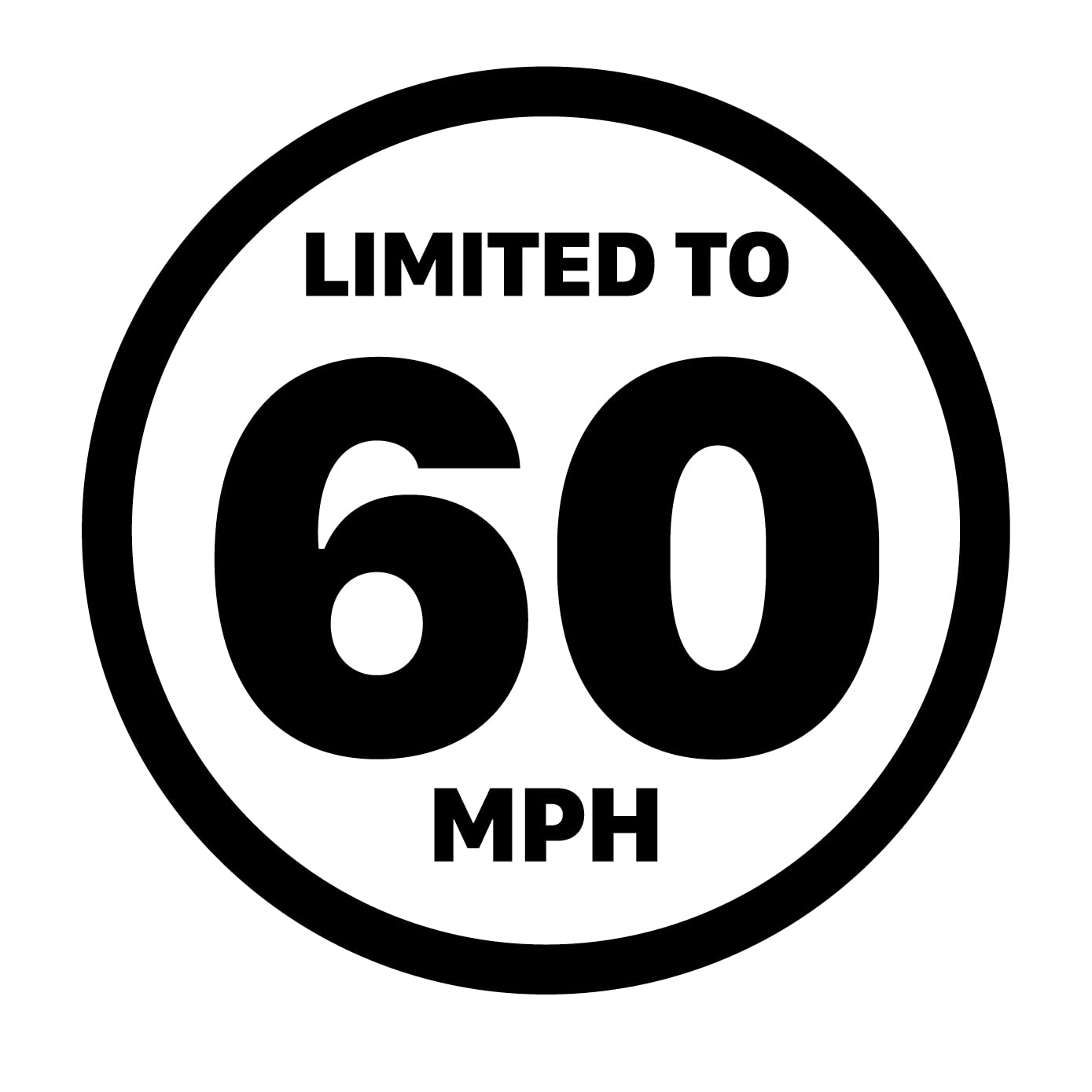 Limited to 60 MPH Vehicle Speed Restriction Bumper Printed Sticker Car Van 90mm