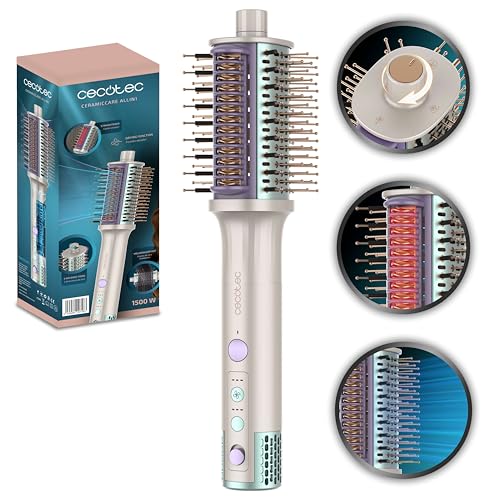 Cecotec Cepillo de Aire - Moldeador - Secador de Pelo - Alisador - Ceramiccare Allin1. Cepillo Multifuncional 4En1, Motor BLDC 1500 W, 3 Direcciones de Aire, Tecnología de Iones