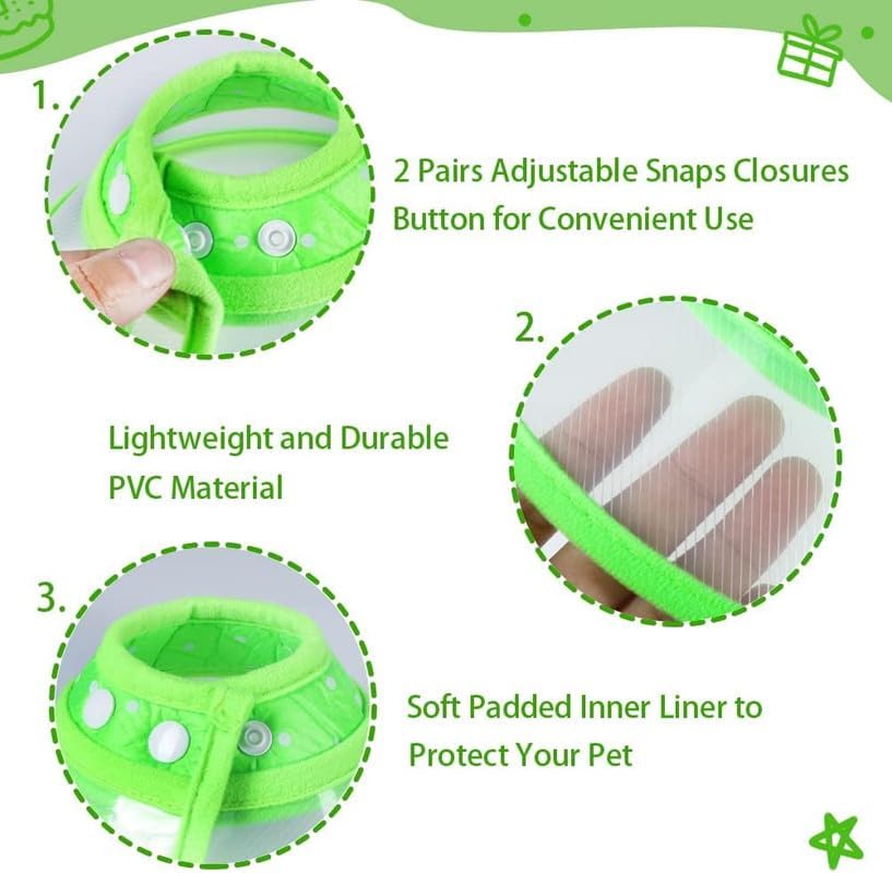 Image of Pets Empire Pet Recovery Collar for Dogs & Cats | Adjustable Elizabethan Cone | Protective E-Collar for Wound Healing, Grooming & Post-Surgery Care Green (M)