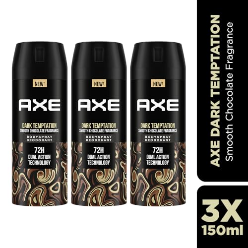 Image of Axe Dark Temptation Men's Deodorant, Long Lasting Deodorant Spray For Men With An Irresistible Scent 150ml, Pack of 3