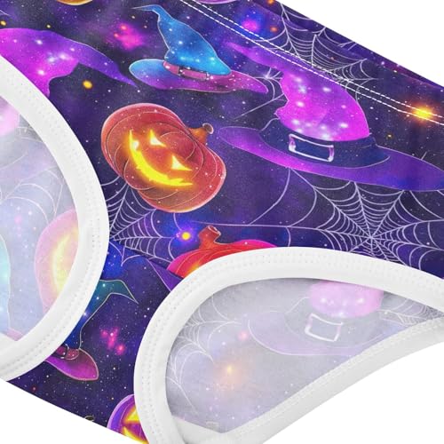 Joisal Toddler Girls Underwear 2t Cotton Panties for Girl Florals Undies Kids Briefs Halloween Pumpkin Witch Purple4