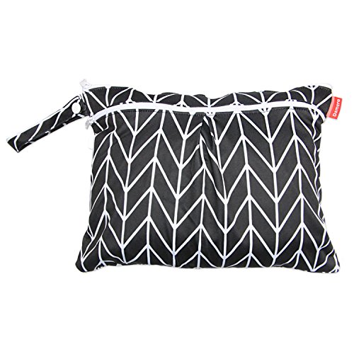 Damero Travel Wet and Dry Bag with Handle for Cloth Diaper, Pumping Parts, Clothes, Swimsuit and More, Easy to Grab and Go (Small, Black Arrows)