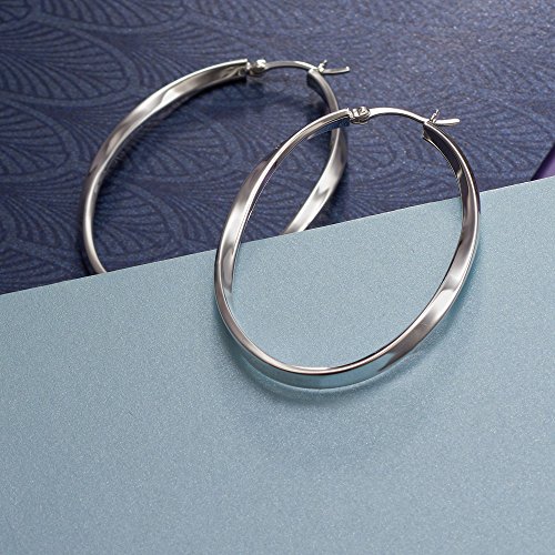 Ross-Simons Sterling Silver Oval Twist Hoop Earrings3