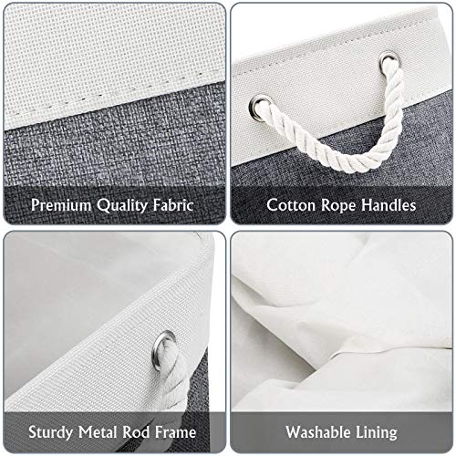 Wiselife Storage Basket Bins [3-Pack] - Large Collapsible Storage Cubes Organizer For Shelf Closet Bedroom, Perfect Storage Box With Handles（Grey Patchwork, 15" X 11" X 9.5"） #TOP1