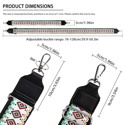 Image of GLENLCWE Aztec Print Wide Shoulder Strap Adjustable Geomatry Print Replacement Belt Guitar Style Crossbody Bag Handbag Strap Canvas Straps