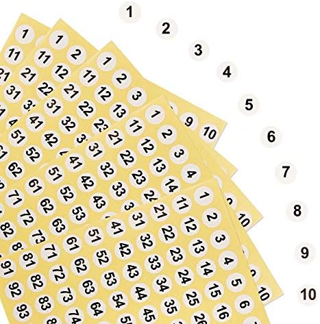 GODLOVEM 30 Sheets Number StickersRound Number Labels 1 to 100 Adhesive Stickers for Home and Office Storage Management