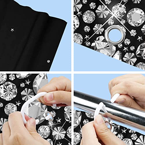 Gettoget Unique 3D Printing Jewelry Falling Shower Curtain Set With 12 Hooks, Diamonds On The Shower Curtain, Eco-Friendly, No Odor Rust Proof Grommets, Black #TOP5